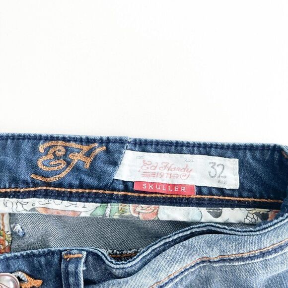 Ed Hardy Skuller Jeans Punk's Not Dead Distressed Destroyed Men's 32 - Picture 5 of 16